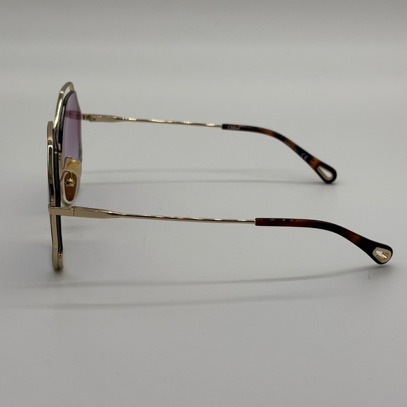 Chloé Eyewear Havana Gold Hexagon Frame Sunglasses NWT 👜 - Picture 5 of 10